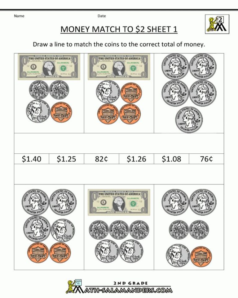 Money Worksheets 2nd Grade
