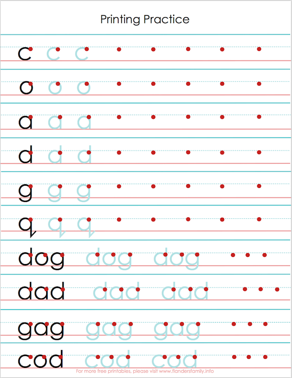 Free Handwriting Practice Sheets Printable