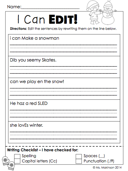 Writing Sheets For First Graders