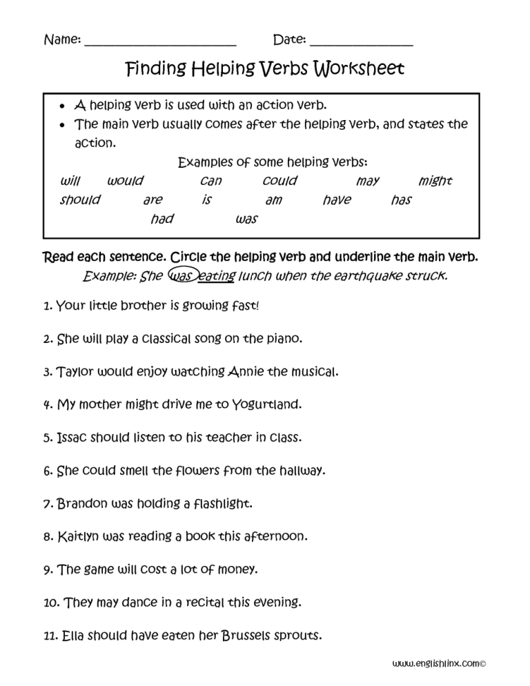 Linking Verbs Worksheet Grade 2