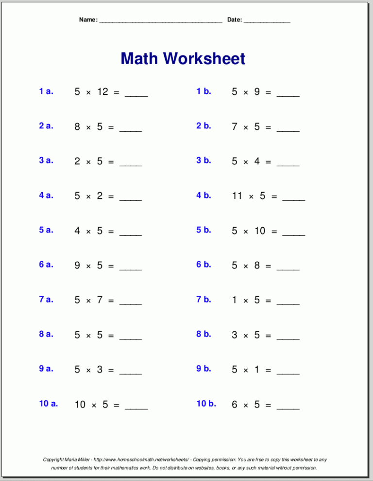 3rd Grade Fun Multiplication Worksheets Grade 3