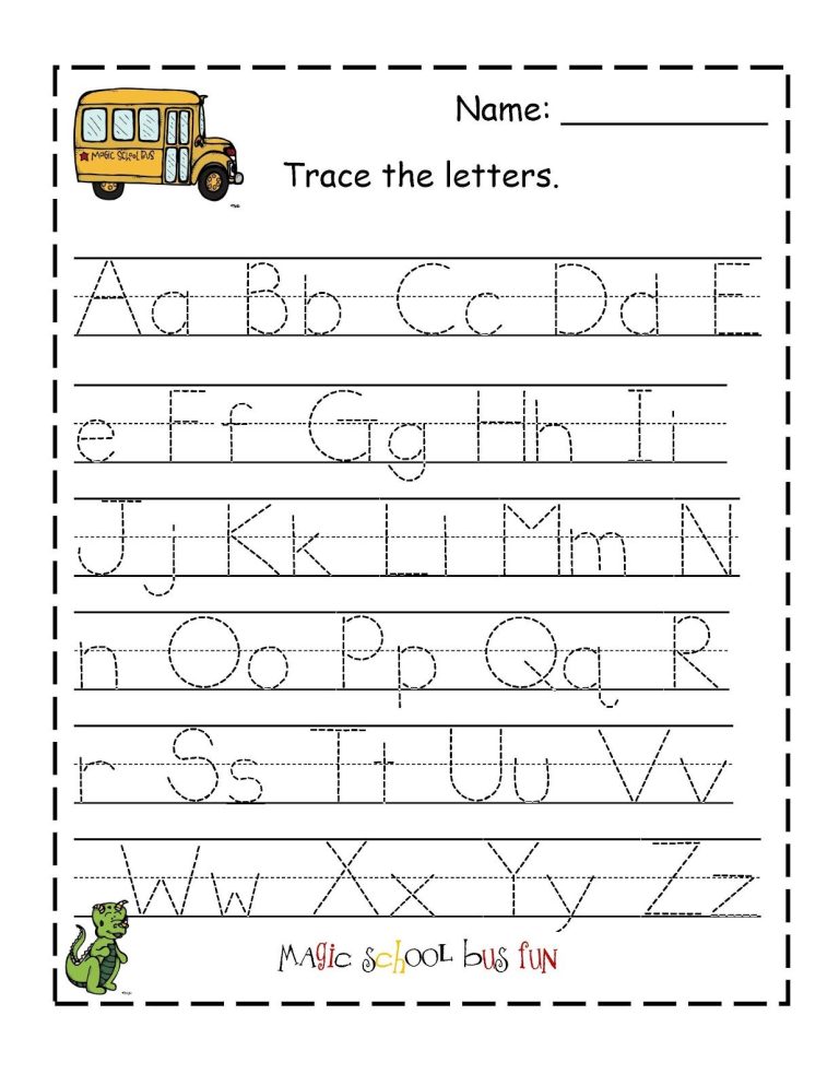 Trace Kindergarten Letter Worksheets