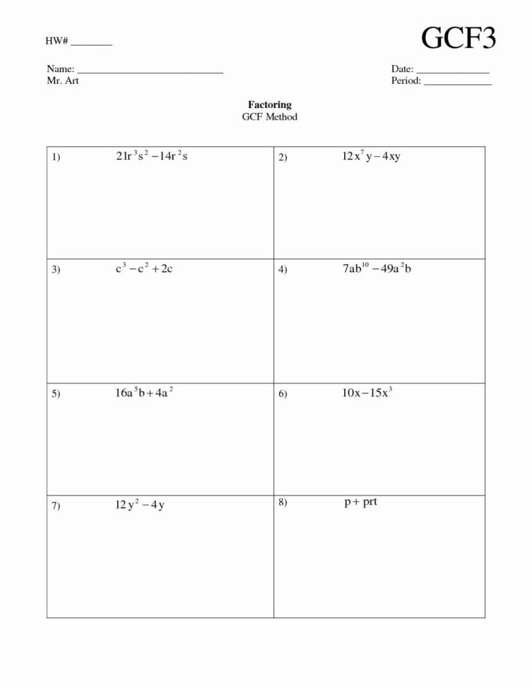 Factoring By Grouping Worksheet Answers
