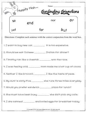 Conjunctions Worksheets Pdf With Answers