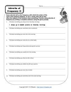 Adverbs Of Frequency Worksheets For Grade 2