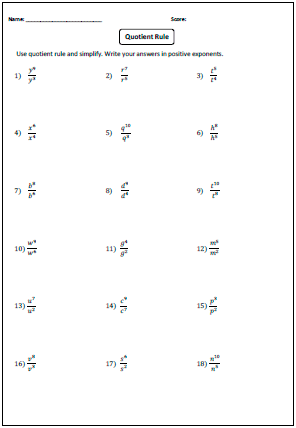 7th Grade Law Of Exponents Worksheet