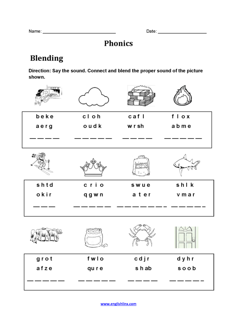Consonant Blends Worksheets 3rd Grade
