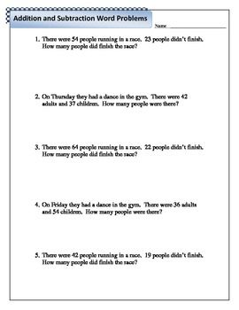 3 Digit Addition And Subtraction Word Problems For Grade 2 Worksheets