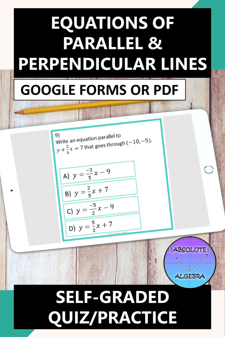 Writing Equations Of Parallel And Perpendicular Lines Worksheet Pdf