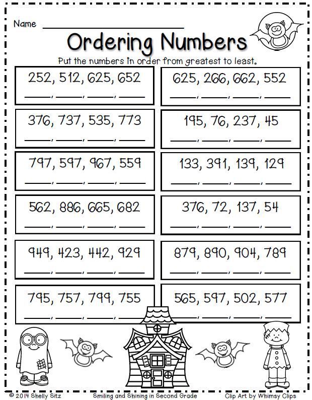 Ordering Numbers Worksheets 2nd Grade