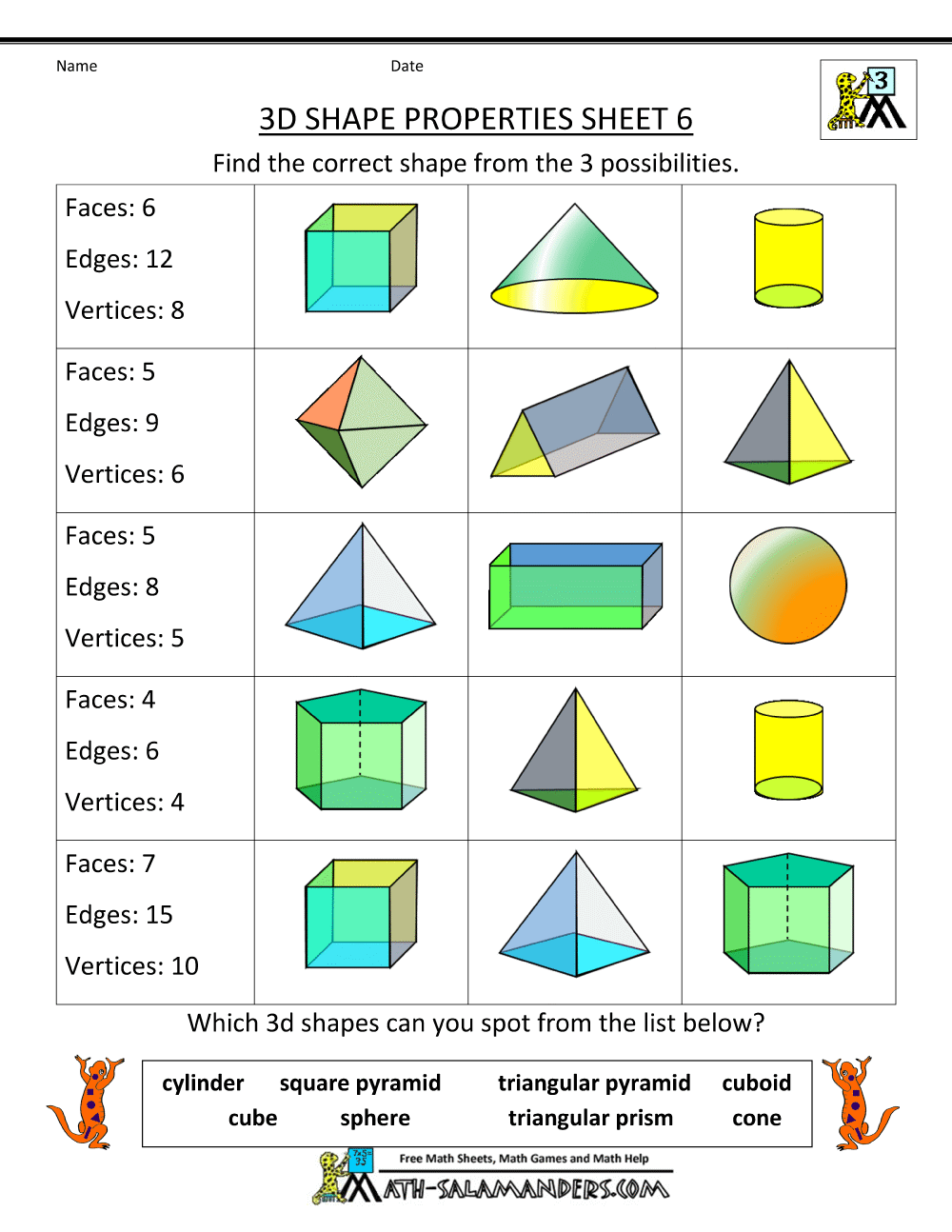 2d And 3d Shapes Worksheets Pdf