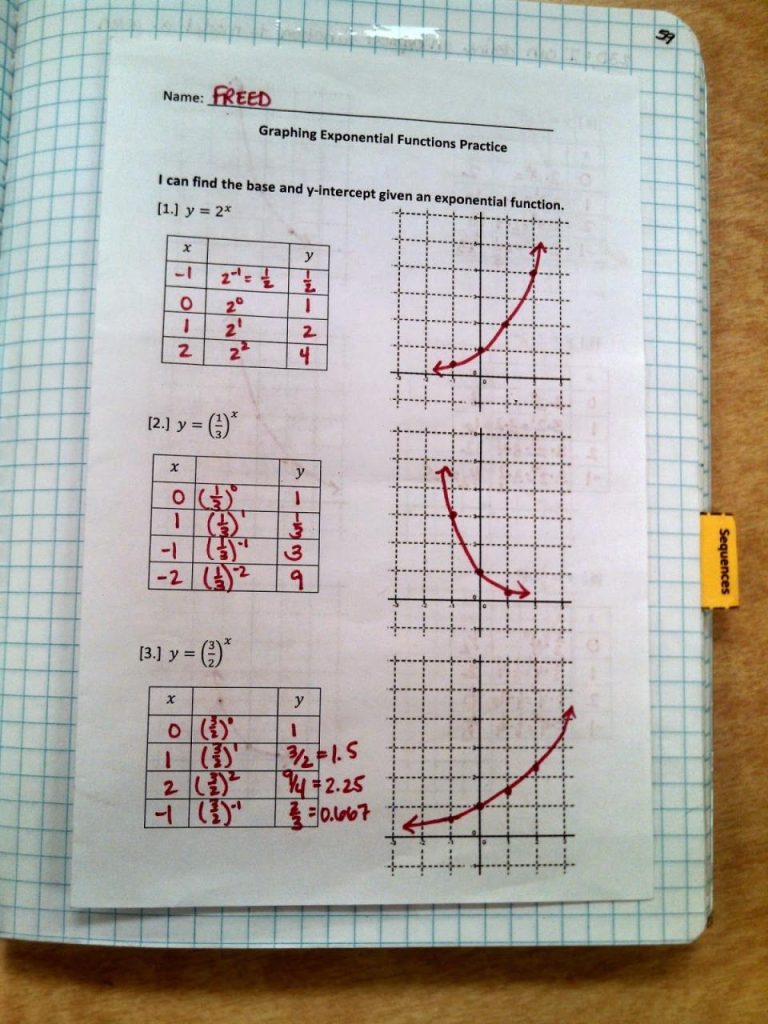 9th Grade Exponential Functions Worksheet
