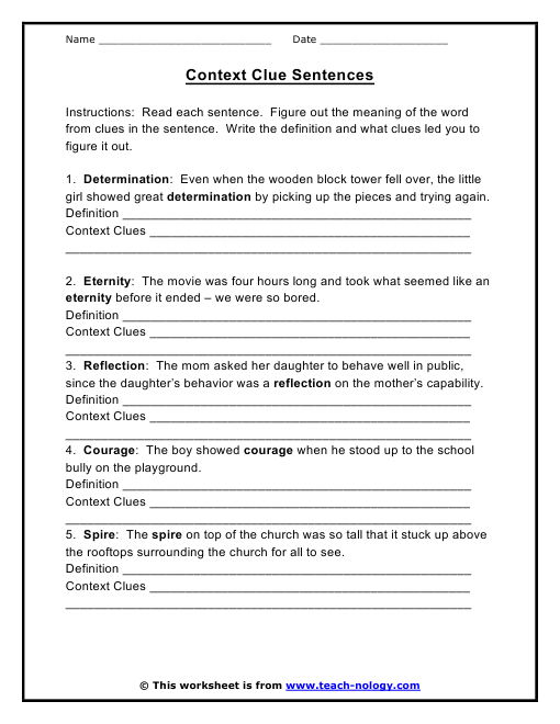 3rd Grade Context Clues Worksheets Grade 3