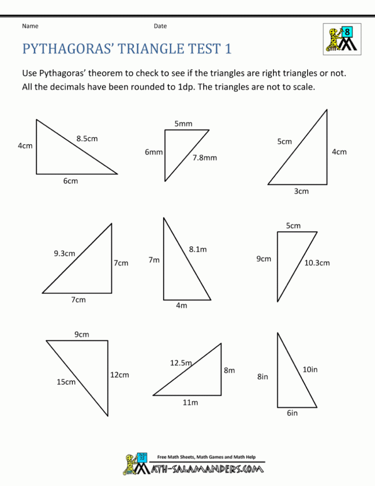Triangle Inequality Theorem Worksheet 1