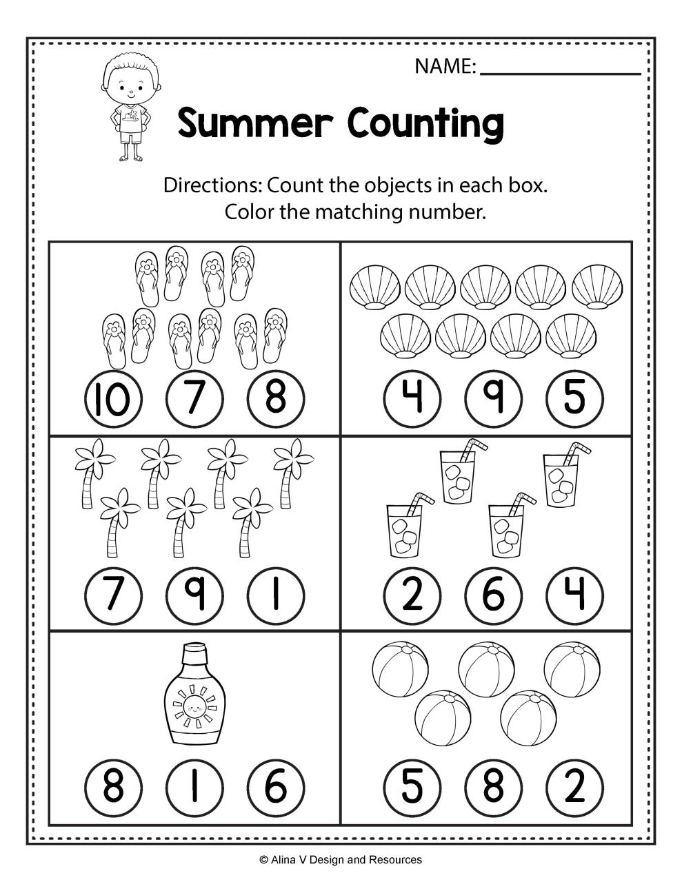 Counting Free Printable Math Addition Worksheets For Kindergarten