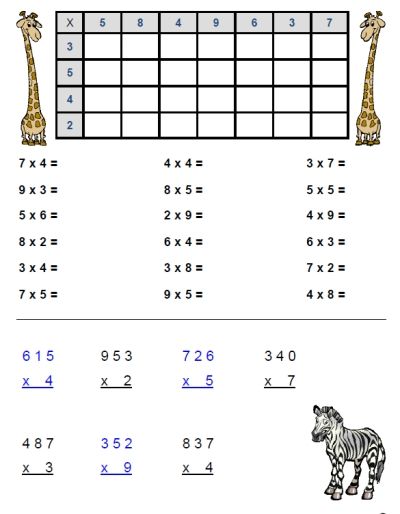 Multiplication Practice Sheets 4s