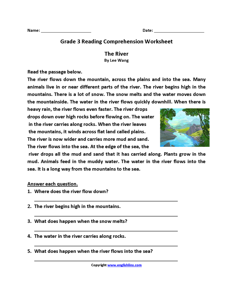 fun reading worksheets for 3rd grade