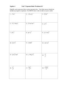Exponent Rules Worksheet Answer Key