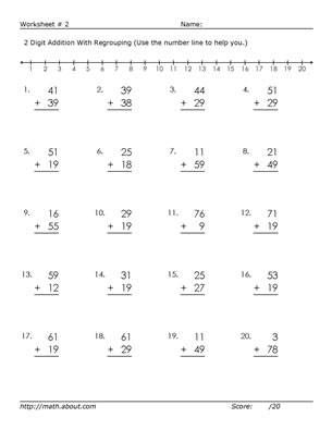 Two Digit Addition With Regrouping Worksheets Free