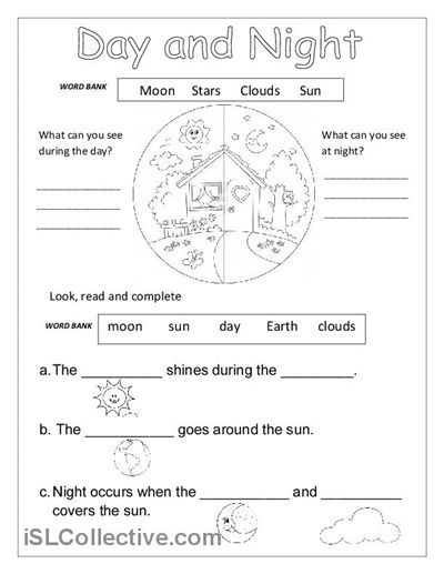 1st Grade Day And Night Worksheet Pdf