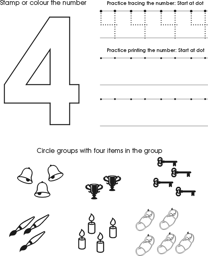 Number 4 Worksheets For Toddlers