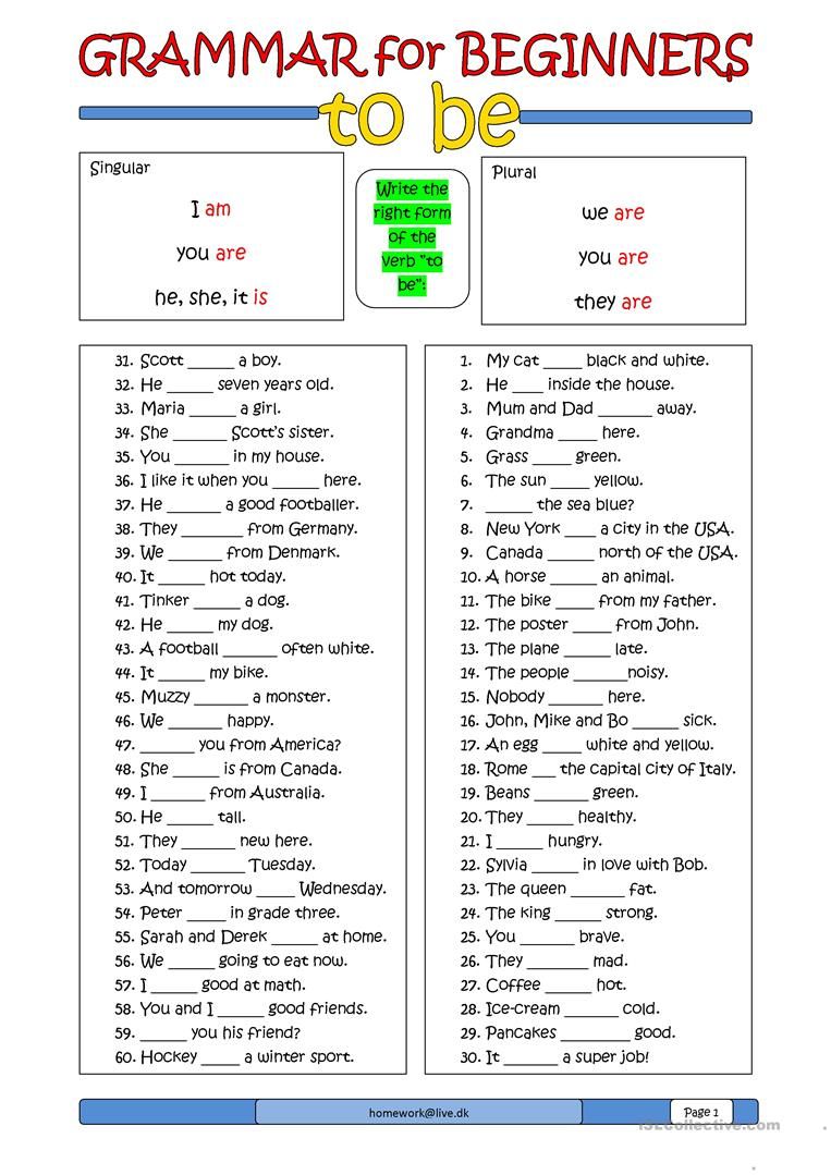 Printable English For Beginners Worksheets