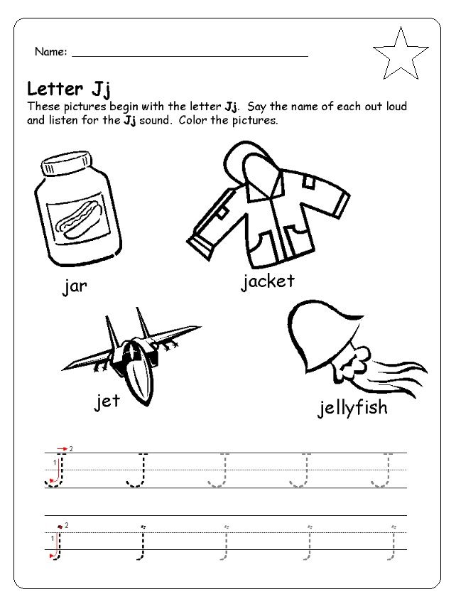 Letter J Worksheets For Grade 1