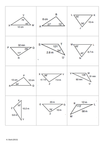 Sine And Cosine Rule Worksheet With Answers Pdf