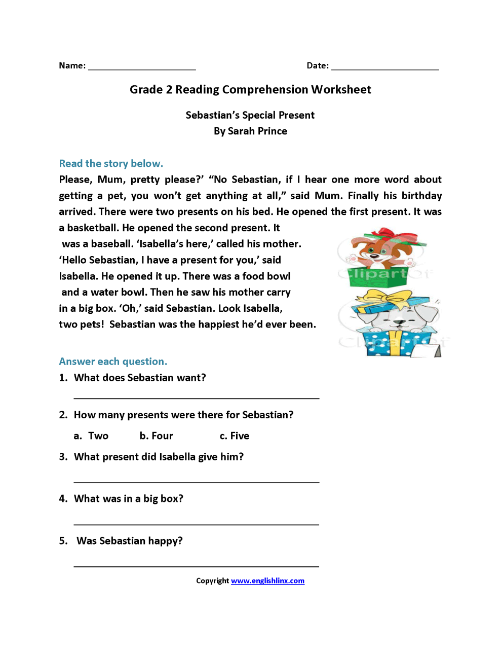 3rd Grade Reading Comprehension Worksheets For 2nd Grade