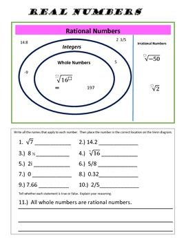 Real Number System Worksheet Answer Key