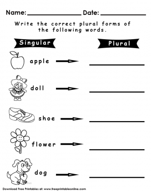 Plurals Worksheets For Kids