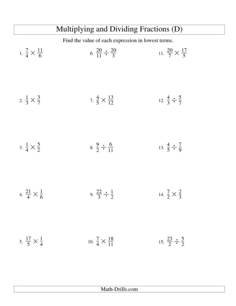 Fractions Worksheets Math Drills