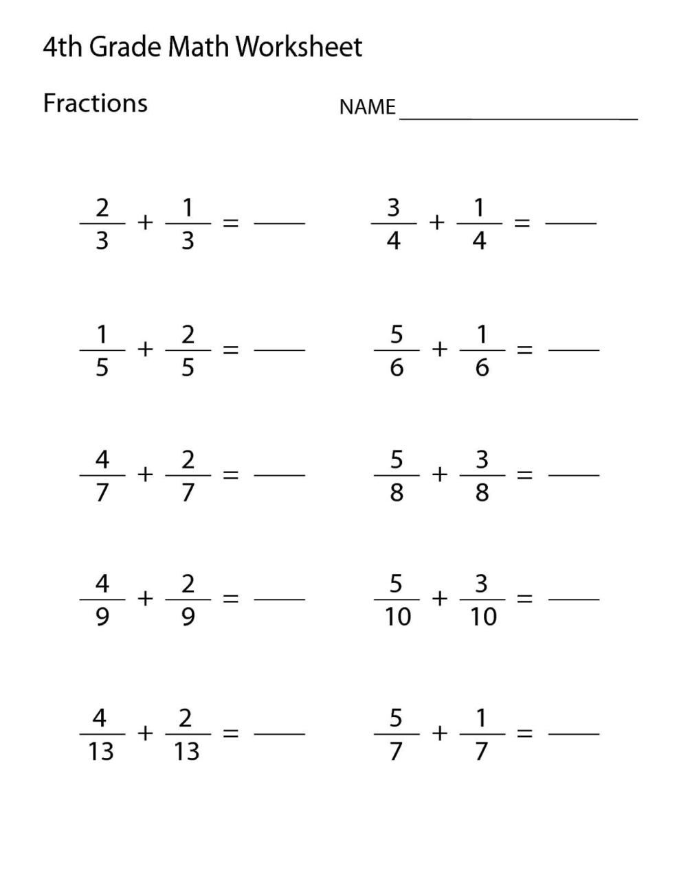 4th Grade Math Worksheets Grade 4