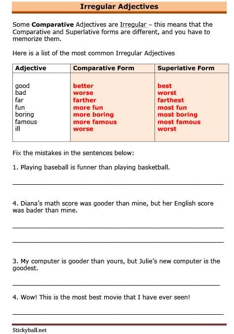 Comparative Adjectives Worksheet Esl