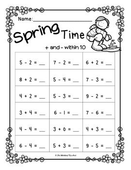 2nd Grade Mixed Addition And Subtraction Worksheets Kindergarten