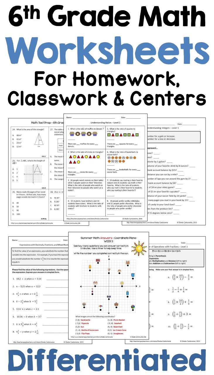6th Grade Worksheets With Answers