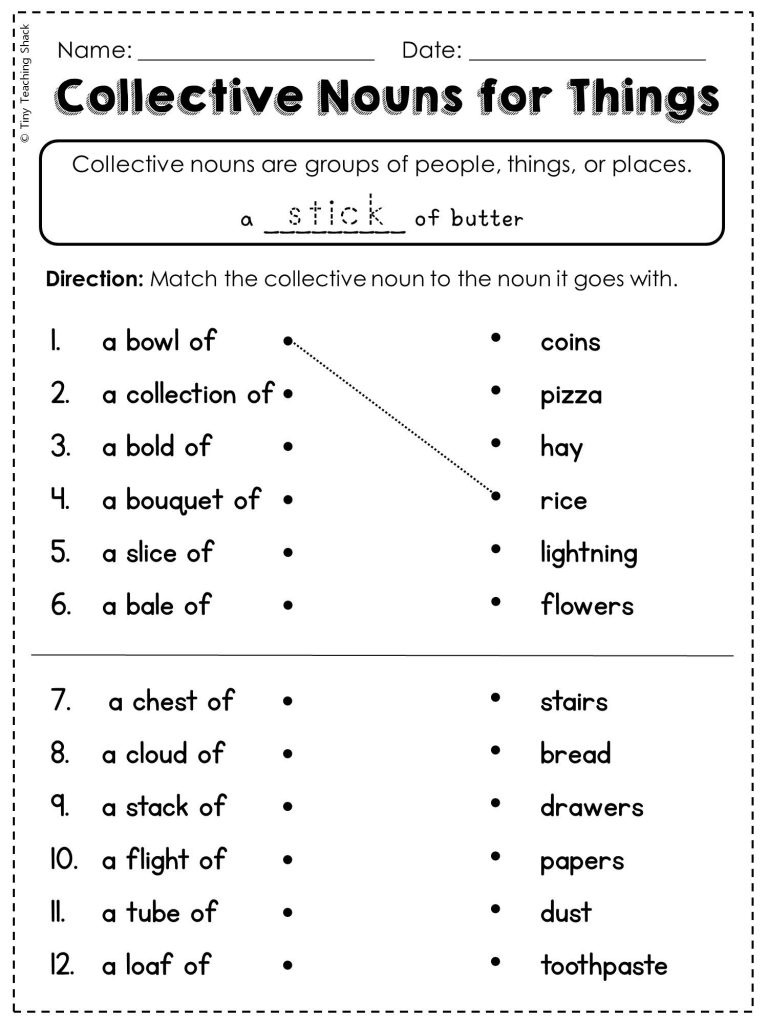 2nd Grade Collective Nouns Worksheet With Pictures
