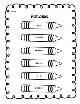 Spanish Worksheets Colors