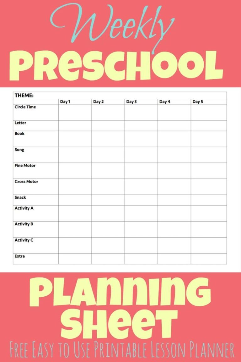 Beginner Free Printable Preschool Lesson Plans