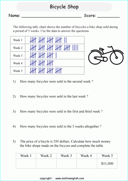 Tally Chart Worksheets Grade 3