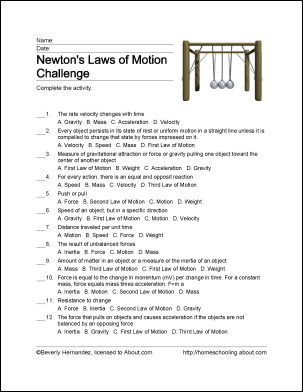 Newton's Law Of Motion Worksheet Answers