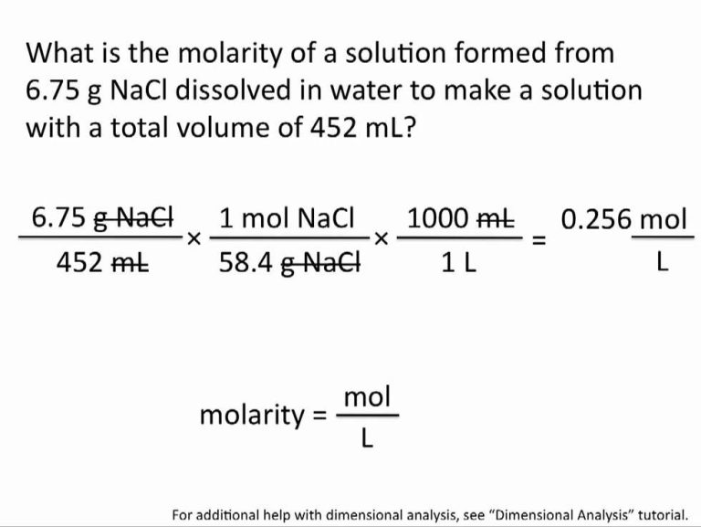 Molarity And Dilutions Worksheet