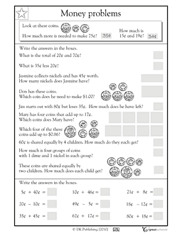 2nd Grade Math Worksheets Money Word Problems