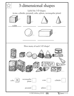 3d Shapes Worksheet 1st Grade