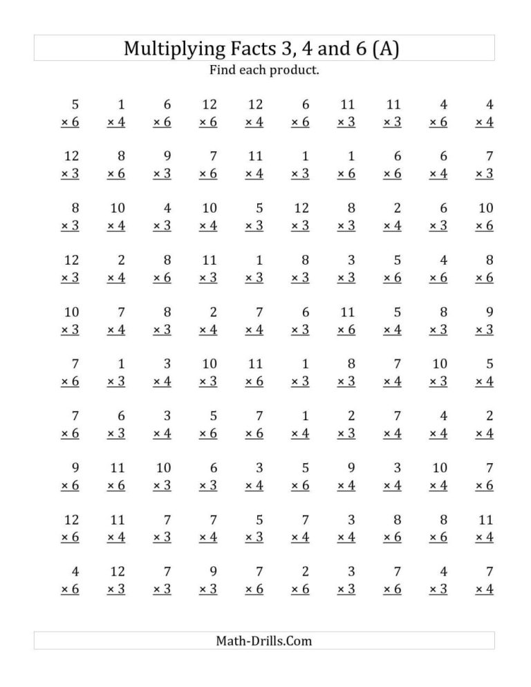 3rd Grade Multiplication Worksheets 1-5