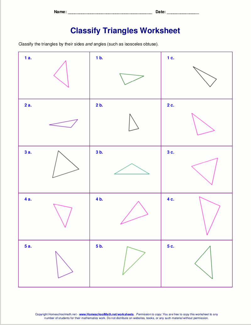 Classifying Triangles Worksheet