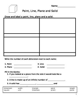 1-2 Practice Worksheet Points Lines And Planes