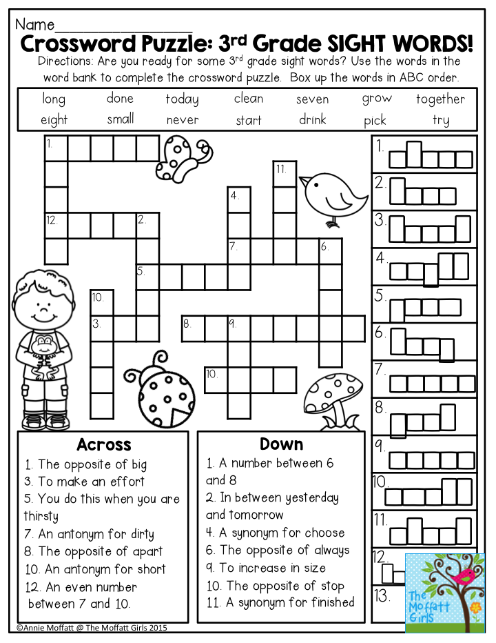 Puzzle Worksheets For Grade 3