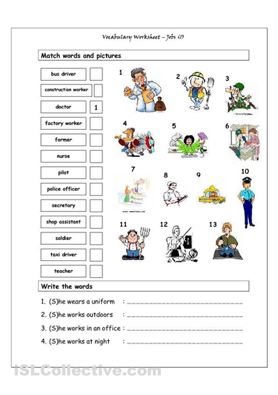 Jobs Worksheets For Grade 2