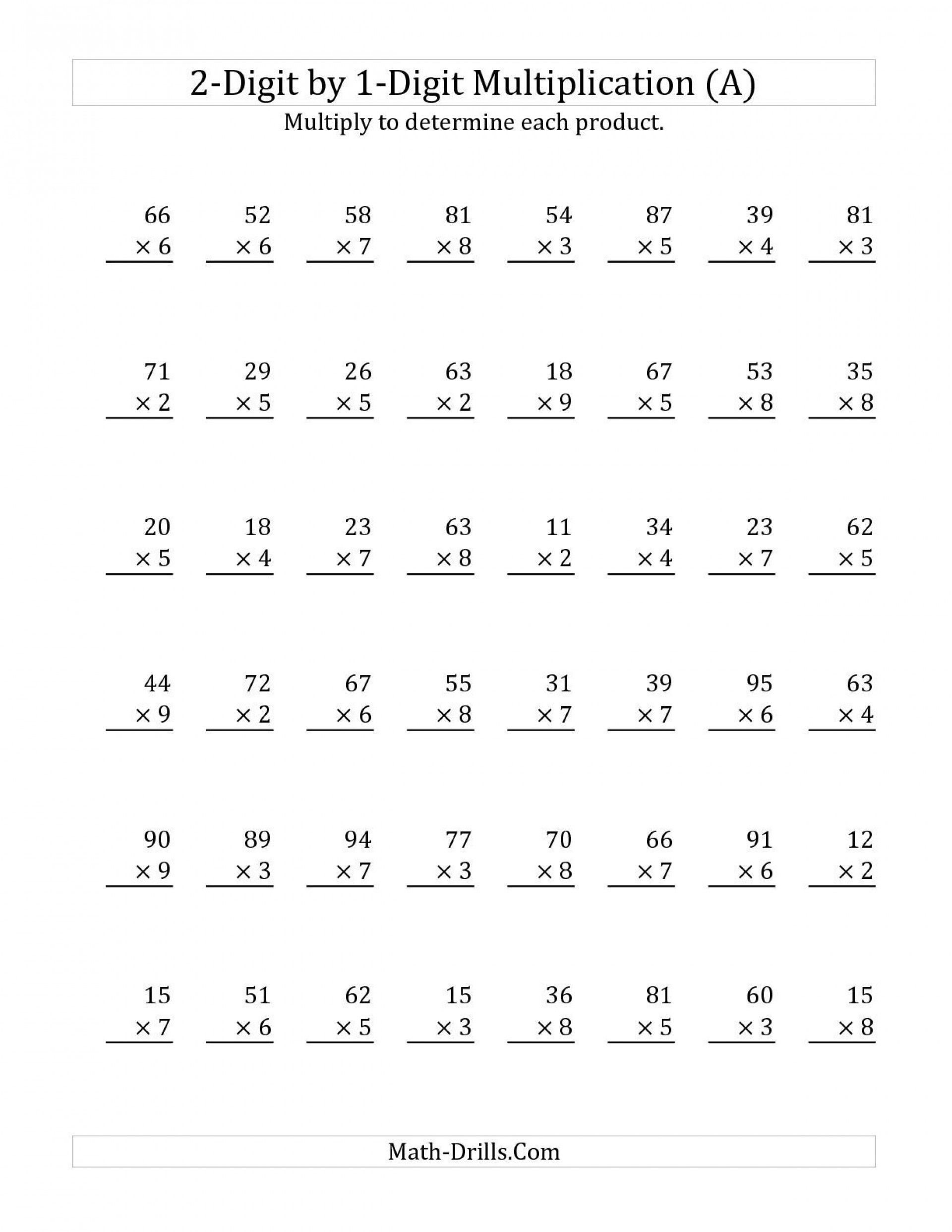 Free Multiplication Worksheets Grade 2